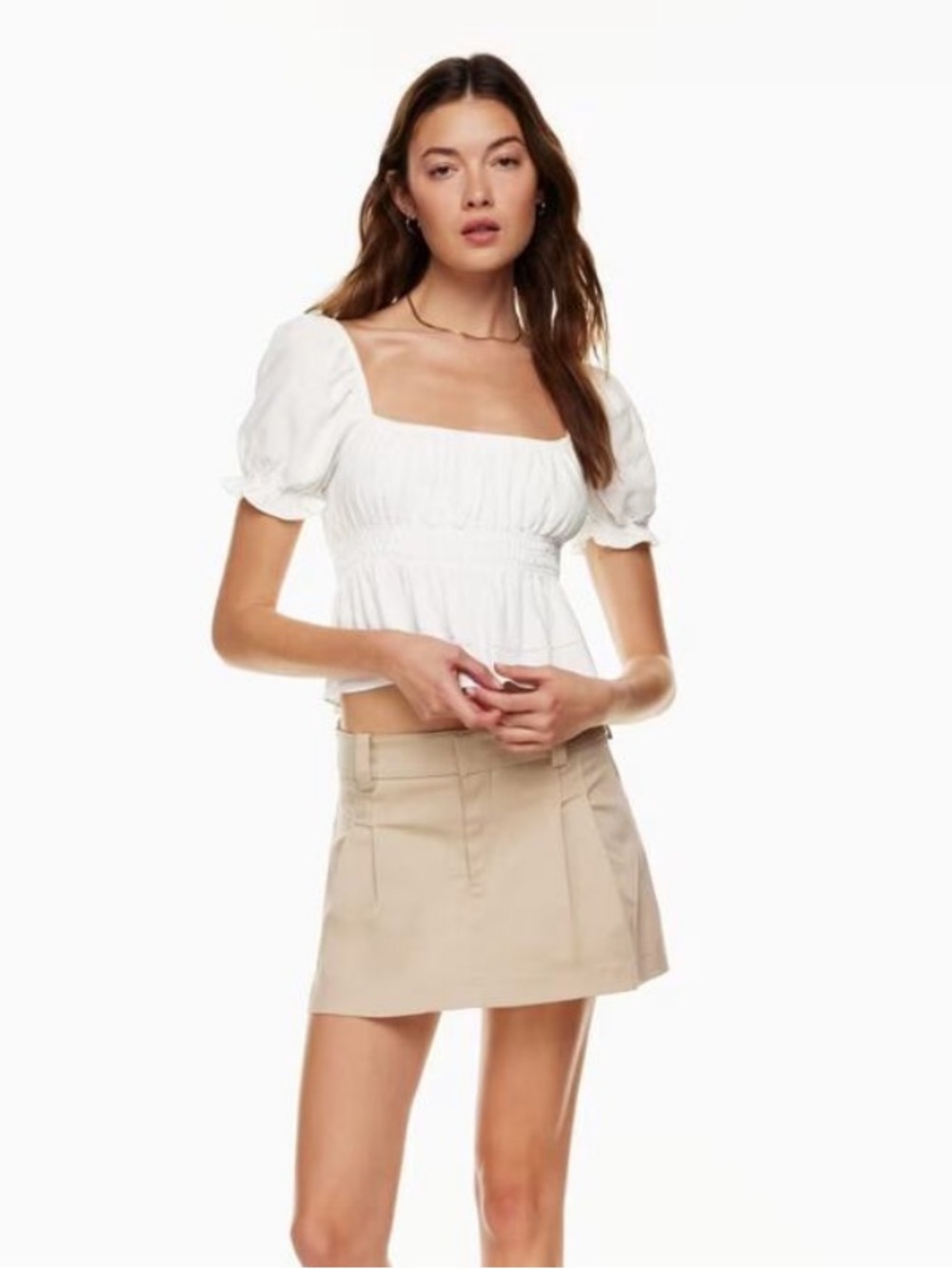 Aritzia Sunday Best White Janis Puff Sleeve Cotton Blouse